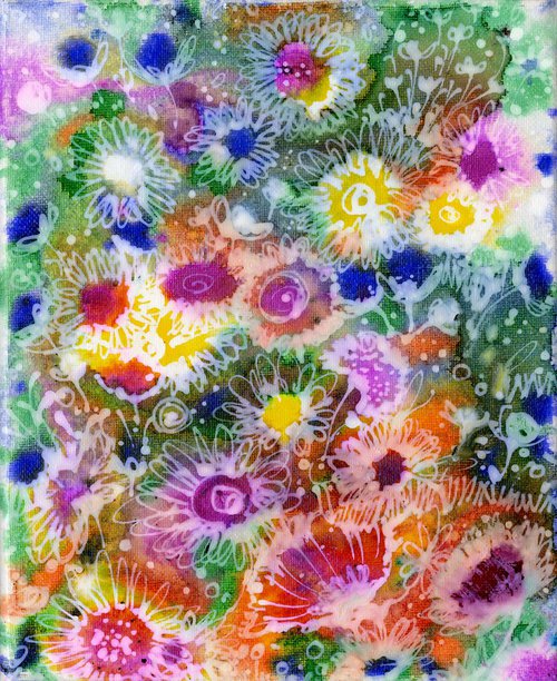 Happy Dreams  - Meadow Flower Painting  by Kathy Morton Stanion by Kathy Morton Stanion