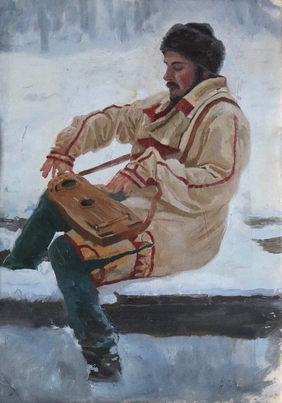 Self-portrait playing the gusli