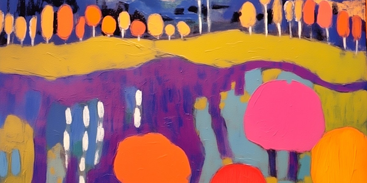 Abstract Acrylic Painting By V+V Kniazievi, 83 X 43", Colorful Day #8, Original Artwork