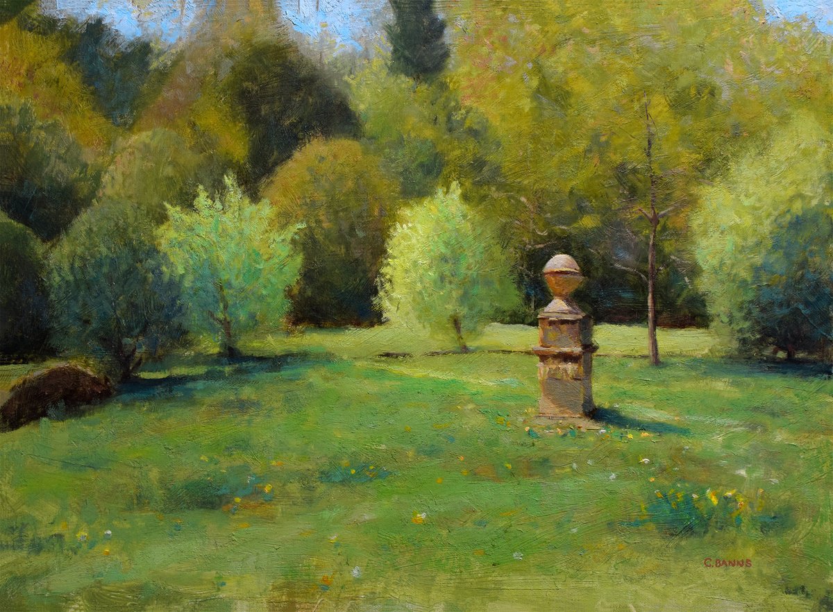 Impressionistic Landscape Oil Painting By Gav Banns, 18 X 13, Parc De Saint-Cloud Paris, Original Artwork