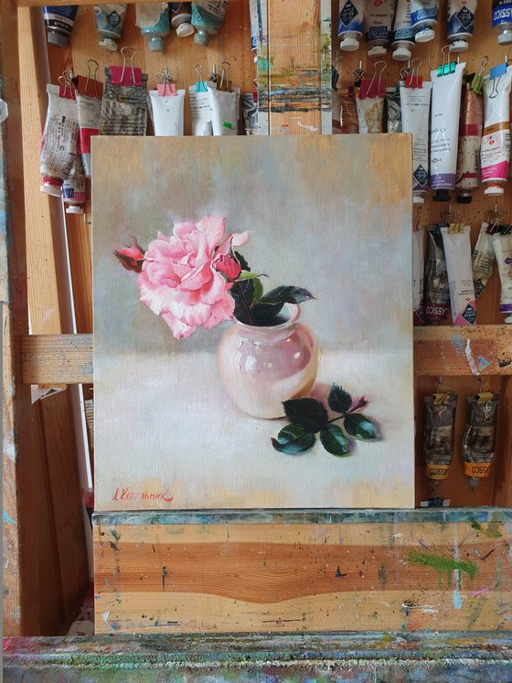 "Just a rose."  rose flower  liGHt original painting  GIFT (2020)