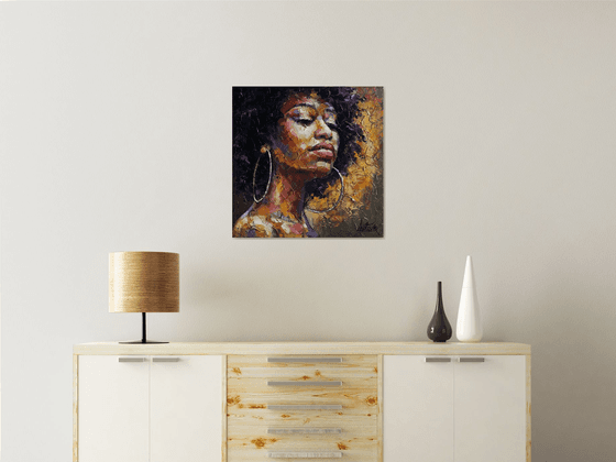 Painting portrait of a black woman - Сourage - portrait african woman