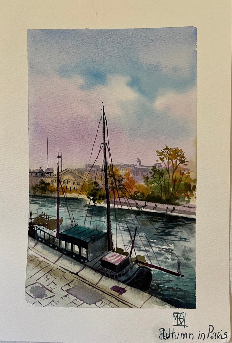Maria Kireev | Original  Watercolour | Autumn In France #2 Paris | 18 X 26Cm | Artwork For Sale On Artfinder