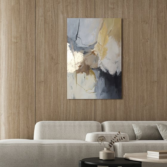 "Wild" Abstract  acrylic gray gold art