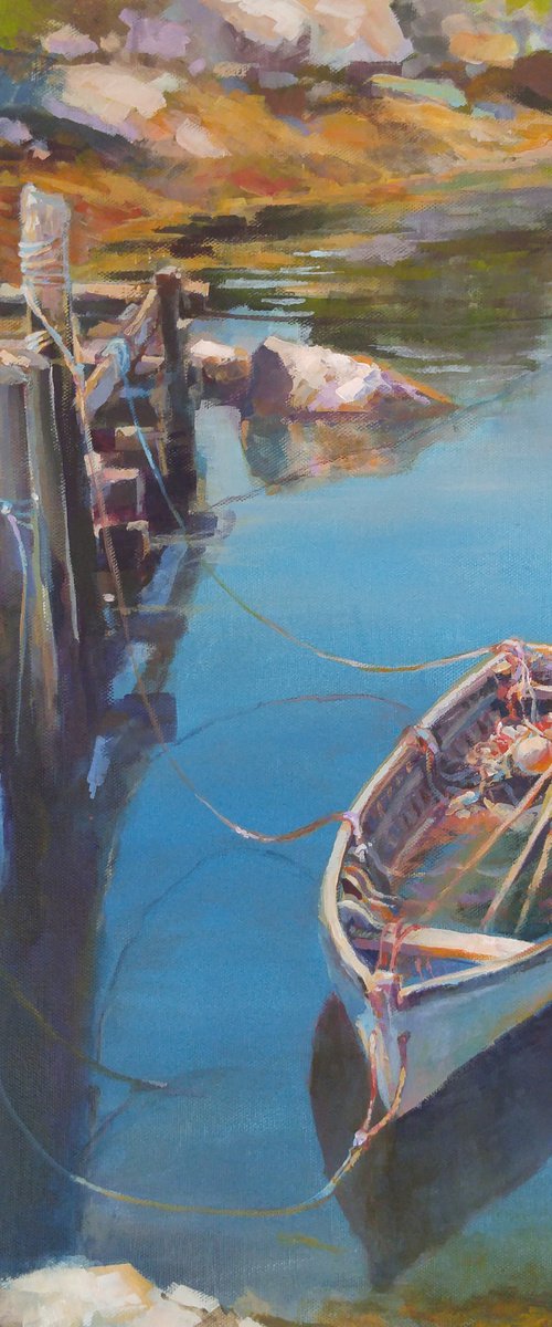 Moored, original one of a kind acrylic on canvas painting by Alexander Koltakov