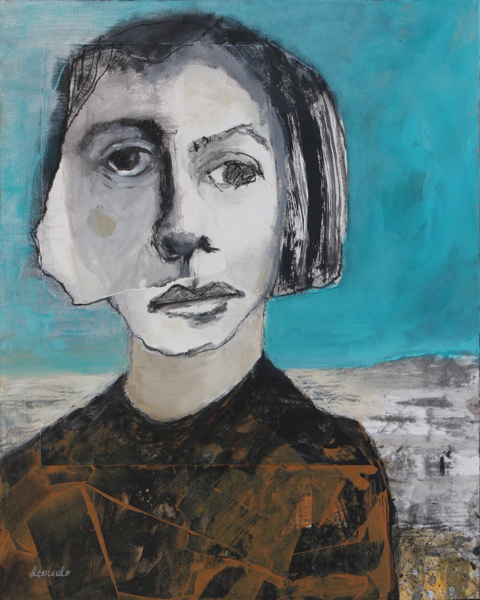 Abstract Portrait Painting By Donna Ceraulo, 16 X 20, Regan, Original Artwork