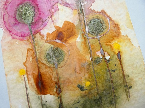 Hot summer flowers - abstract watercolor