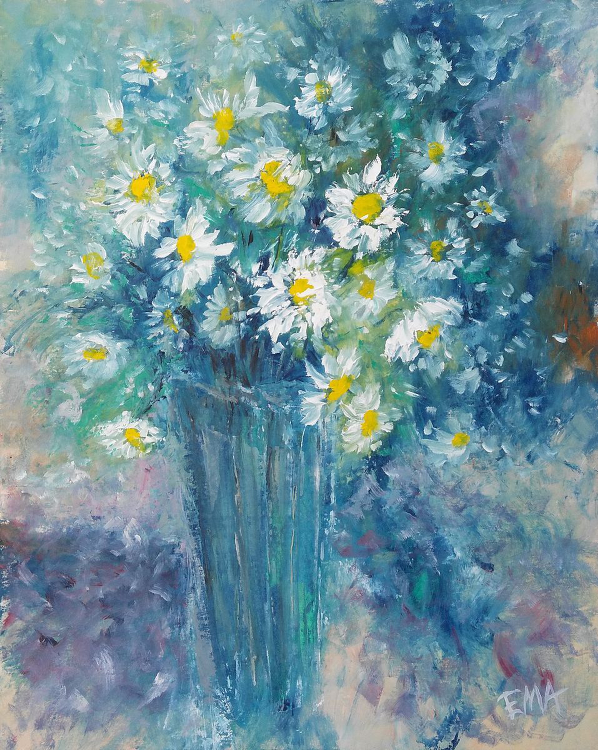 Easy Morning 33x41cm Daisy Flowers Still Life Artfinder