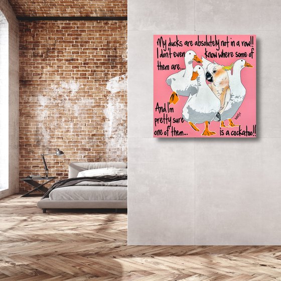 Ducks in a Row Pink Cockatoo 61cm x 61cm