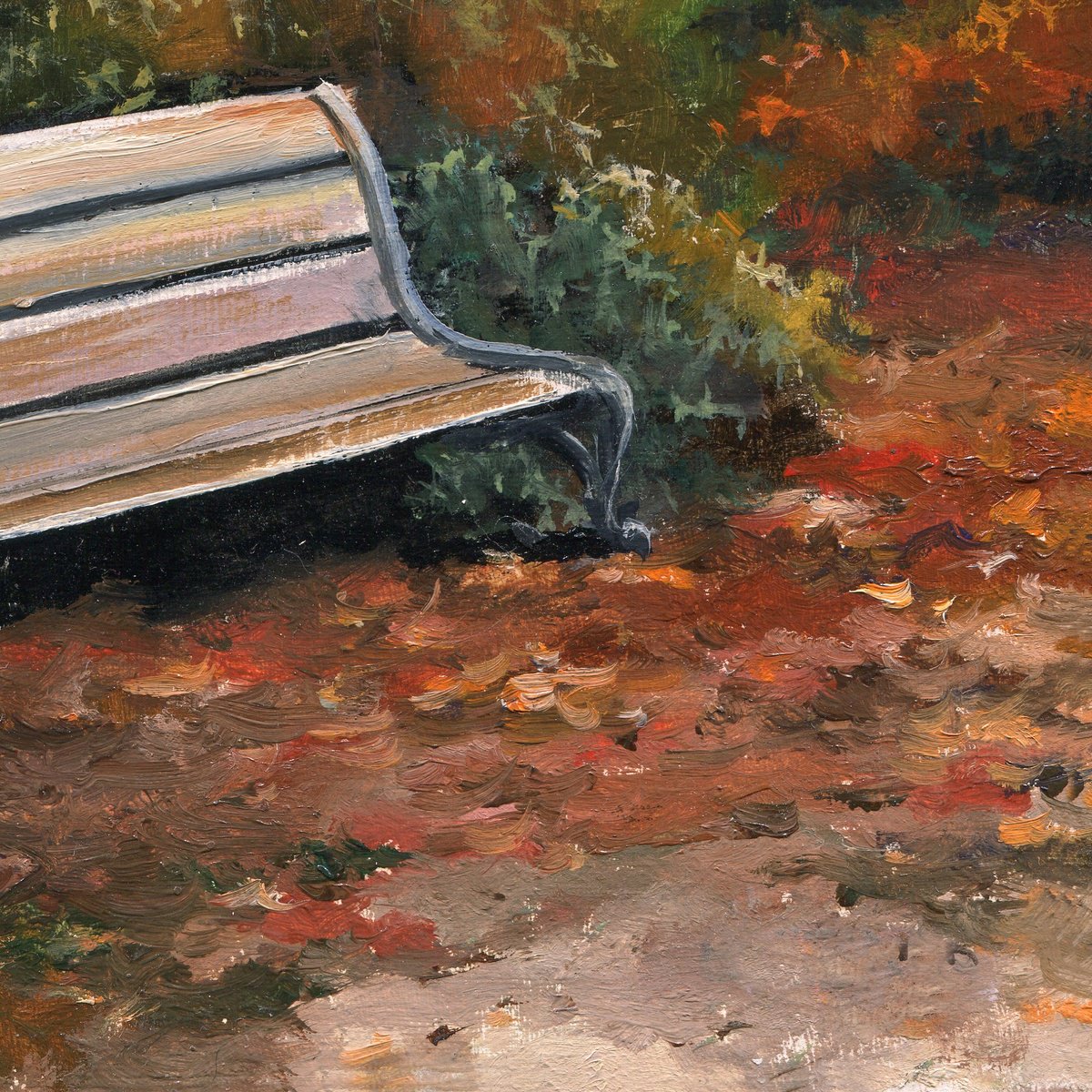 Oil Painting-Bench In Lakeview purchases Park