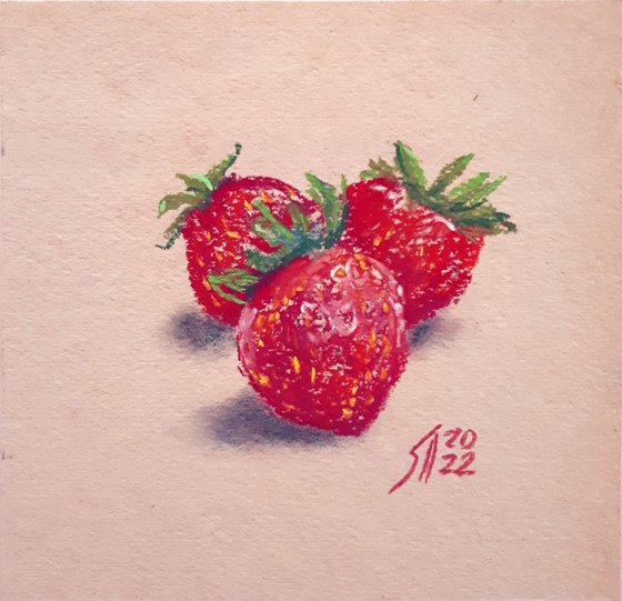 STRAWBERRY / ORIGINAL PASTEL DRAWING