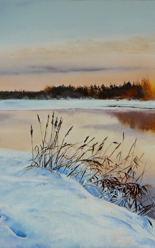 Winter Sunset on the River by Natalia Shaykina