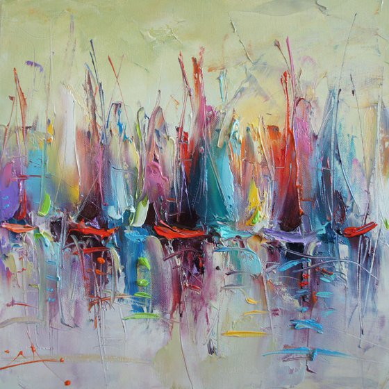 colorful shadows , Abstract Oil Painting on Canvas