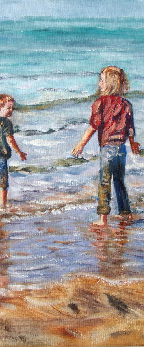 Children at the beach by Elena Sokolova