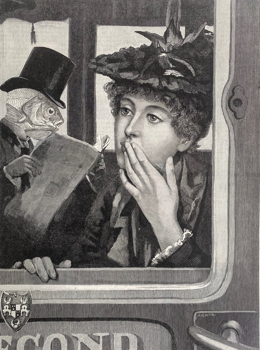 Surrealistic Portrait Collage By Tudor Evans, 6 X 9", Second Class Carriage, Original Artwork