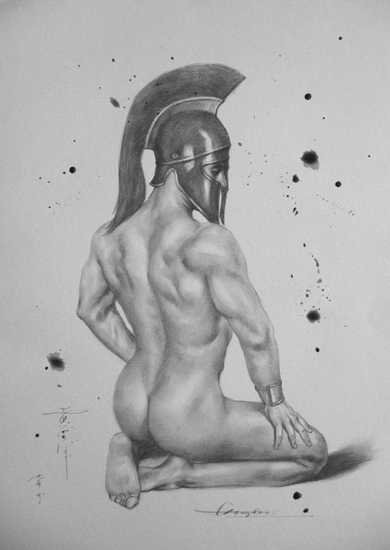 Drawing pencil naked man  #17420