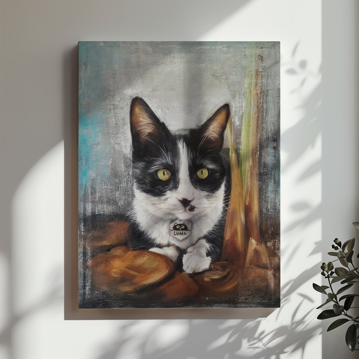 Expressive Animal Oil Painting By Mariana Maia, 12 X 16", Cat Oil Painting, Original Artwork