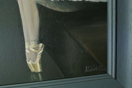 Waiting in the Wings,  Ballet Shoes, Ballet Painting, Ballerina, Dance, Framed and Ready to Hang