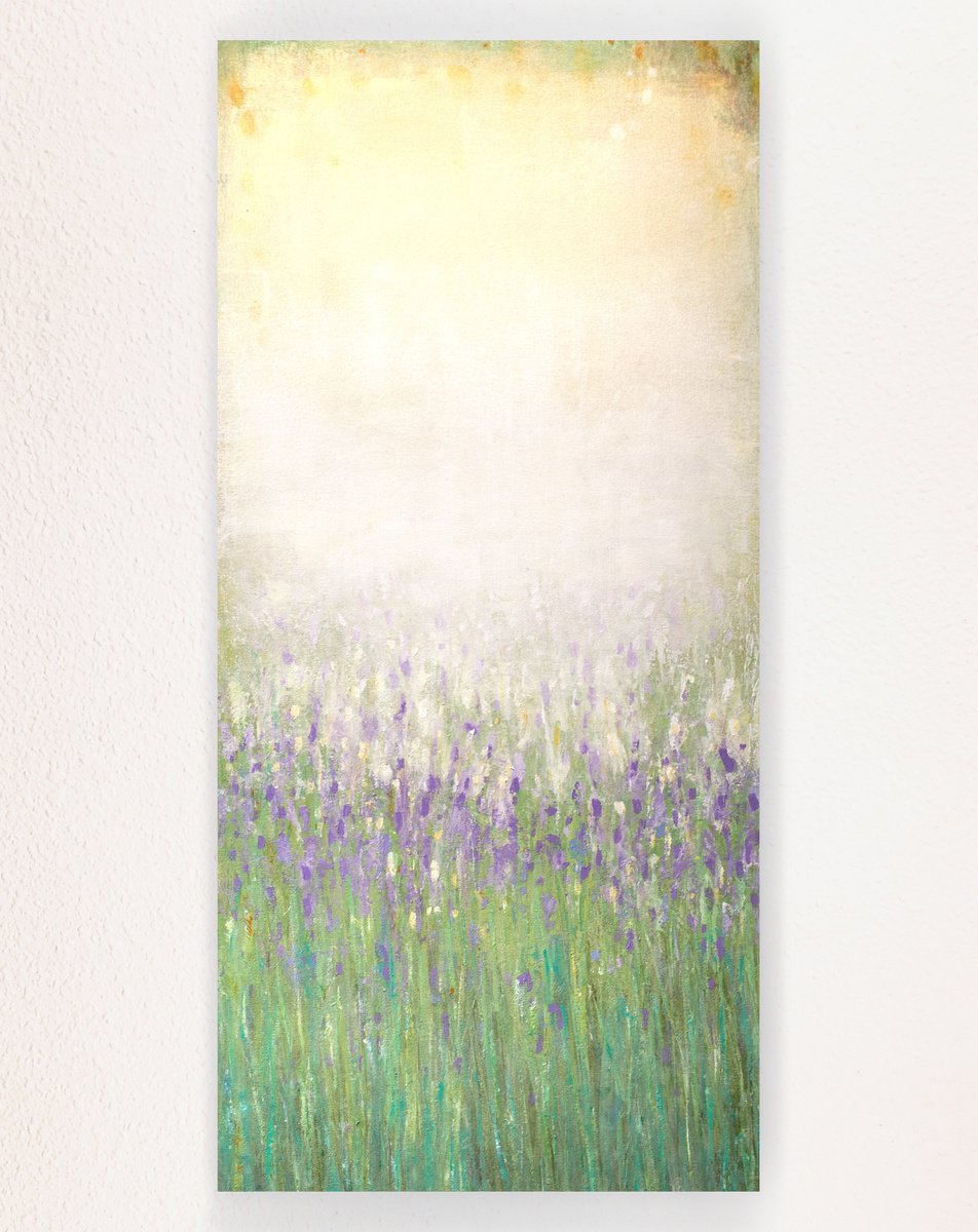 Spring Lavender 220624, green and white abstract color field. by Don Bishop