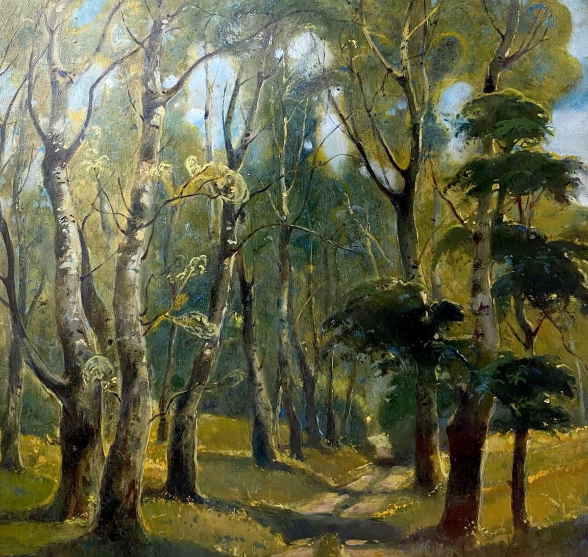 Impressionistic Landscape Oil Painting By Oleg And Alexander Litvinov, 20 X 22", Alley. July, Original Artwork