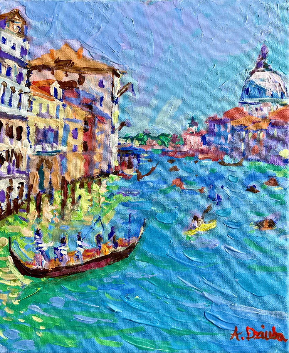 Venice, Boats of Grand Canal by Adriana Dziuba