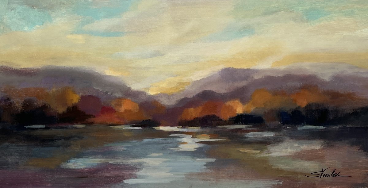  Fall Sunset By Silvia Vassileva, 40 X 20, Artwork For Sale On Artfinder