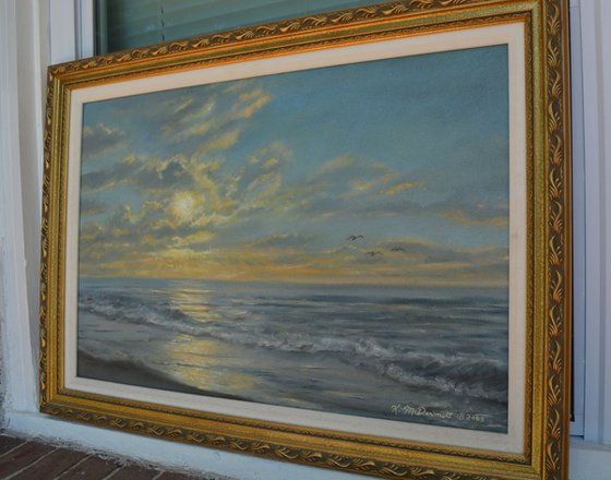 Atlantic Dawn - Golden Mile - acrylic 16X24 framed