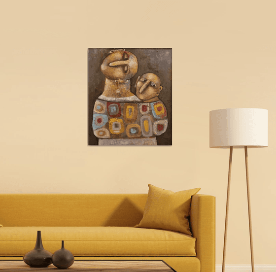 Spiritual connection (Acrylic painting, 60x70cm, ready to hang)