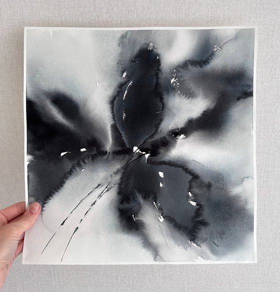 Black abstract flower