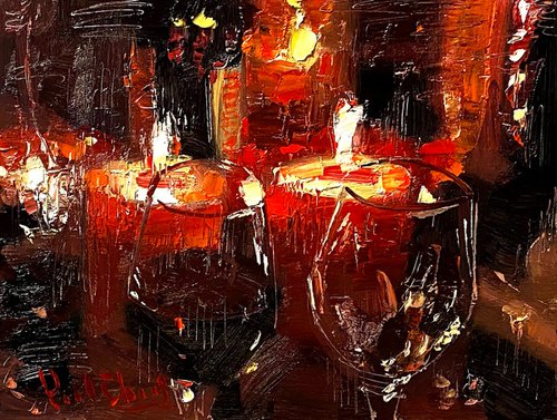 Red Candle and Wine by Paul Cheng