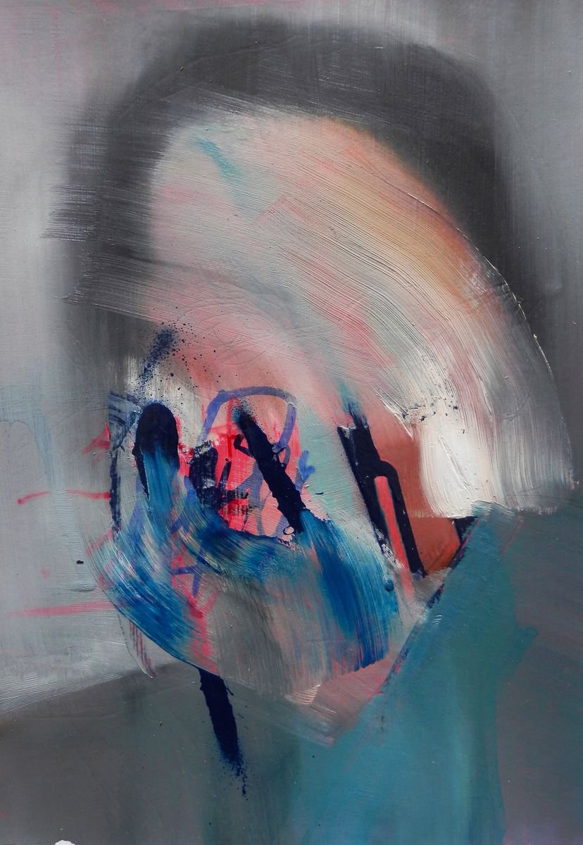 Urban And Pop Portrait Oil Painting By Milos Hronec, 8 X 11", Fast Money 4, Original Artwork