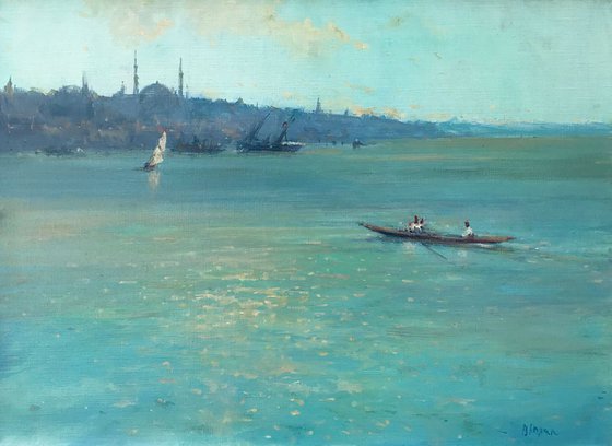 Istanbul View,  Original oil Painting, Handmade artwork, Signed, One of a Kind