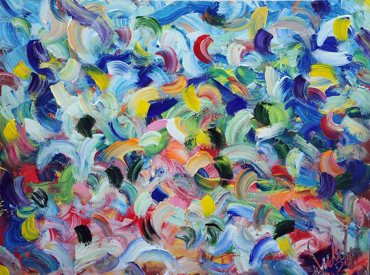 Impressionistic Landscape Acrylic Painting By Antonino Puliafico, 49 X 37, A Flash In The Night, Original Artwork