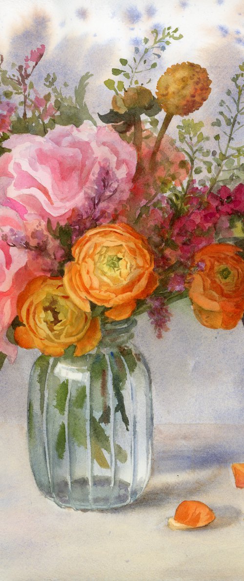 Bouquet with orange ranunculus by Yulia Krasnov