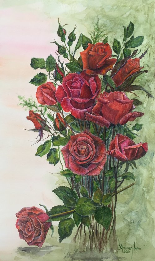 Valentine's red roses by Asuman Tepe