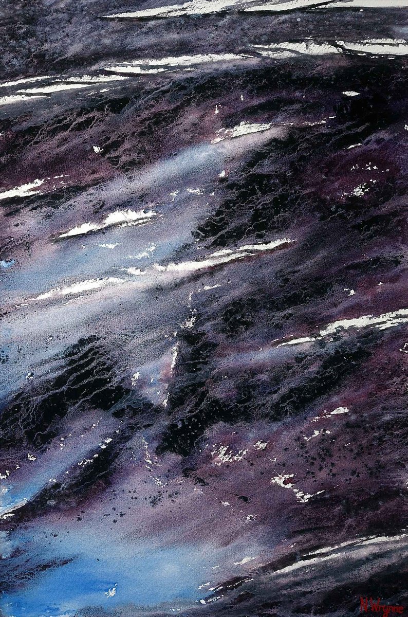 Expressive Abstract Watercolour By Neil Wrynne, 15 X 22", Calm And Deep, Original Artwork