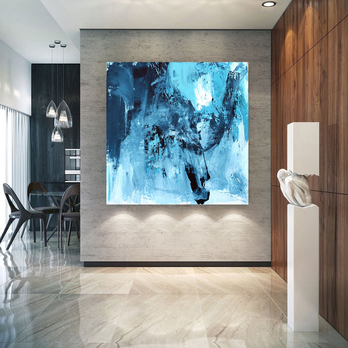 Abstract Acrylic Painting By Veljko Martinovic, 35 X 35", The Wave I