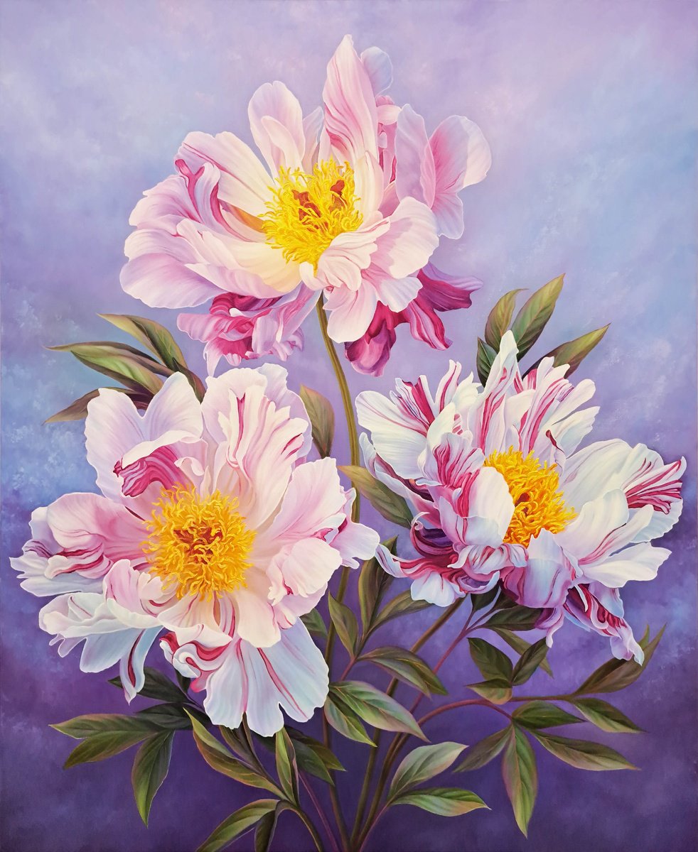 The kingdom of peonies, pink flowers by Anna Steshenko