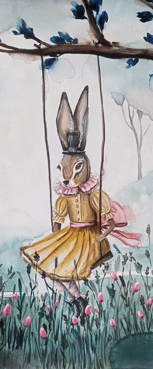 Rabbit On The Swing by Evgenia Smirnova