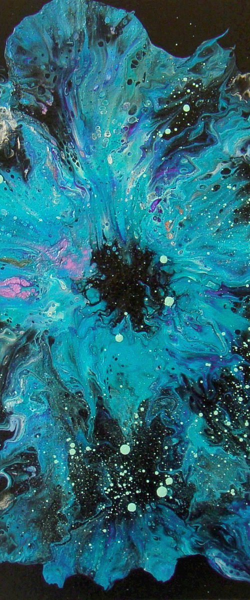 "Blue Flower" Acrylic Painting by Irini Karpikioti