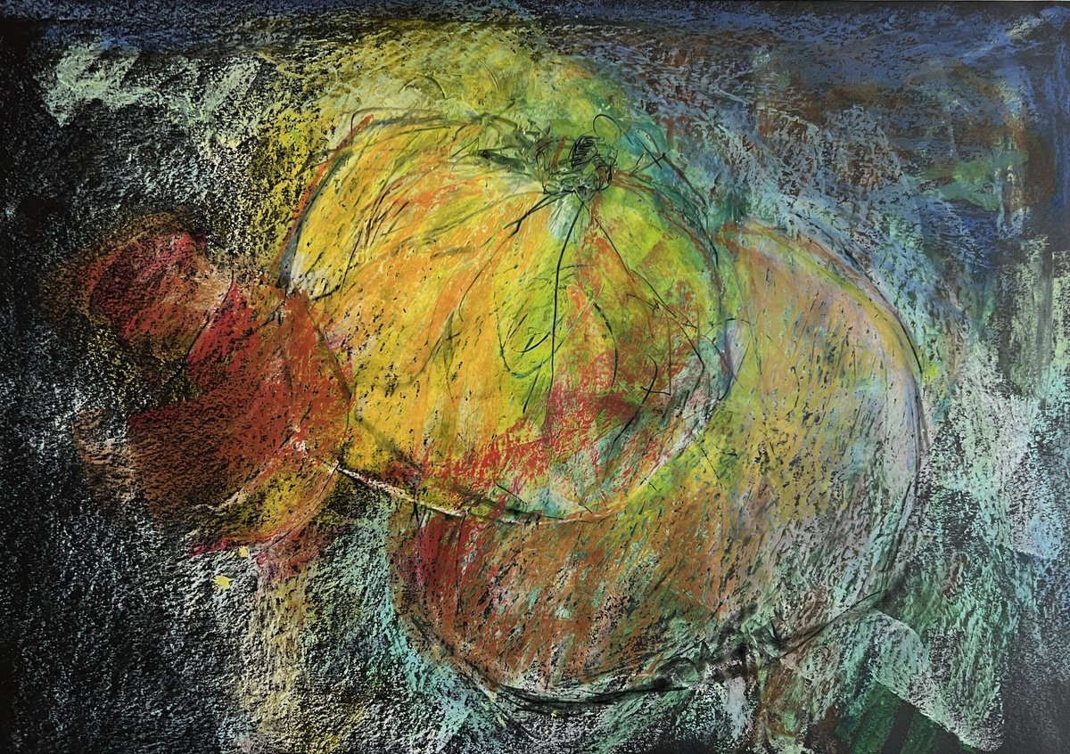 Impressionistic Botanical Pastel Drawing By Maxence Ma, 17 X 12", Rhythm Of Harvest, Original Artwork