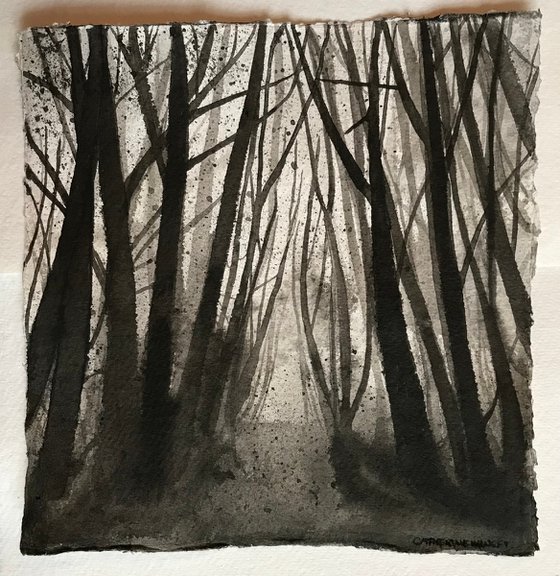 Winter Trees in Pen and Ink - Traditional English Landscape - Norfolk Woods