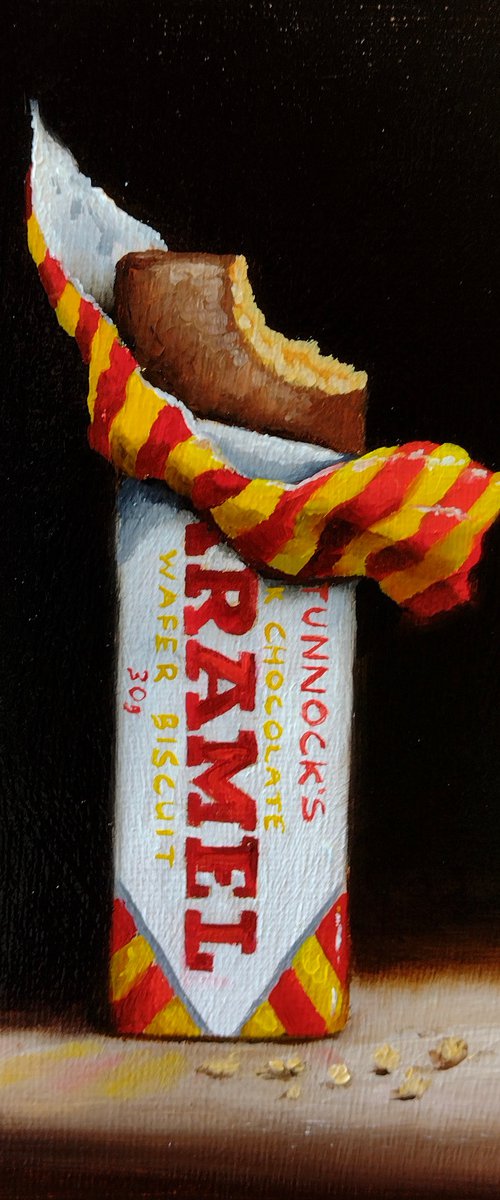 Tunnocks Caramel wafer still life by Jane Palmer Art