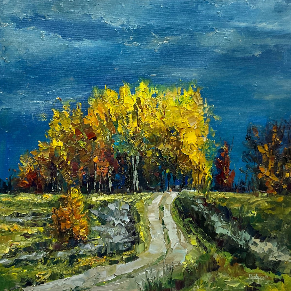 Before Rain. Autumn By Mariia Hyhar, 16 X 16, Artwork For Sale On Artfinder