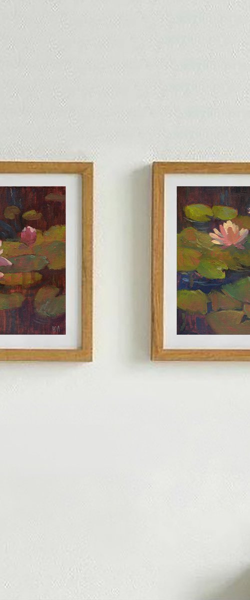 Water Lily Diptych by Julia Logunova