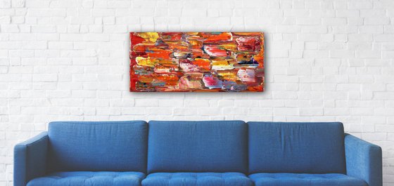 "Stop Pushing Me" - FREE SHIPPING to the USA - Original PMS Oil Painting On Reclaimed Wood - 36 x 16 inches