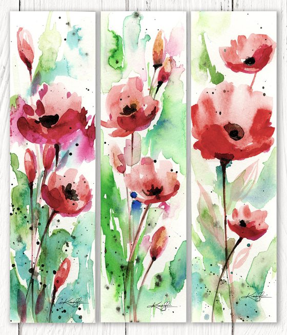 Poppy Love Collection 3 -  3 Watercolor Flower Paintings by Kathy Morton Stanion