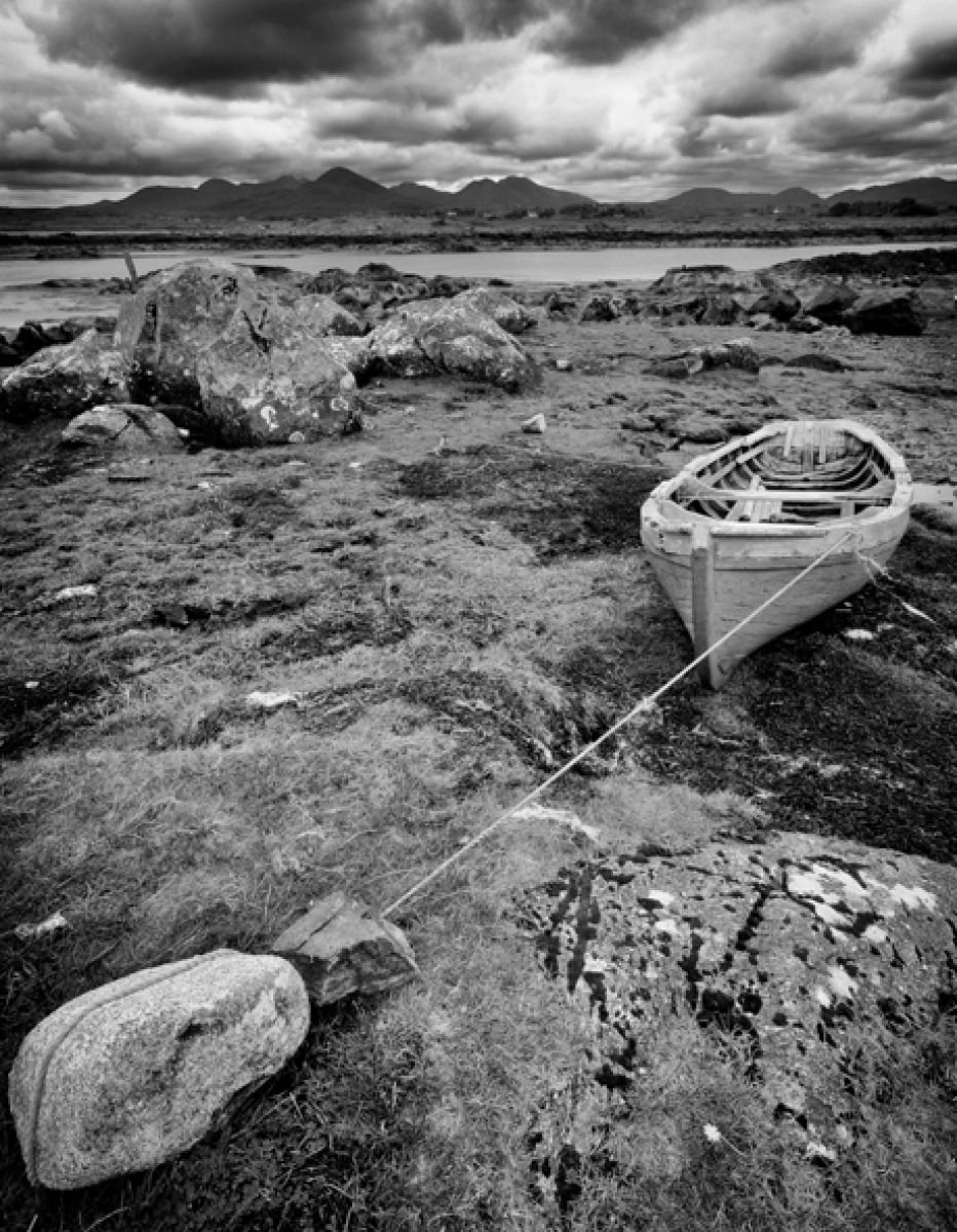 Photorealistic Landscape Photograph By Stephen Hodgetts Photography, 17 X 12", Wooden Fishing Boat-Connemara, Original Artwork