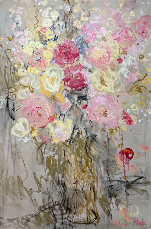 Vase of spring flowers by Lilia Orlova-Holmes