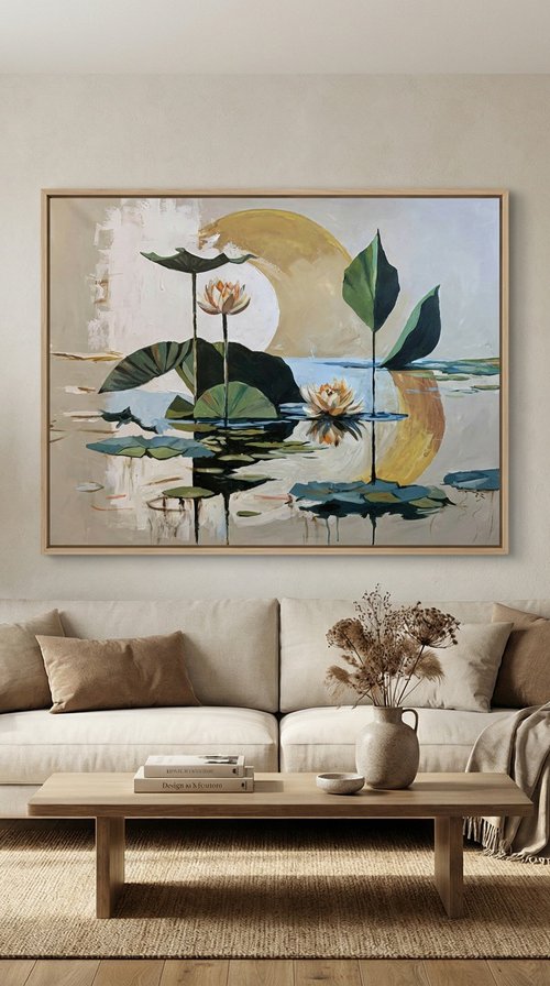 Golden Pond. Semi Abstract Water Lilies. by Vita Schagen